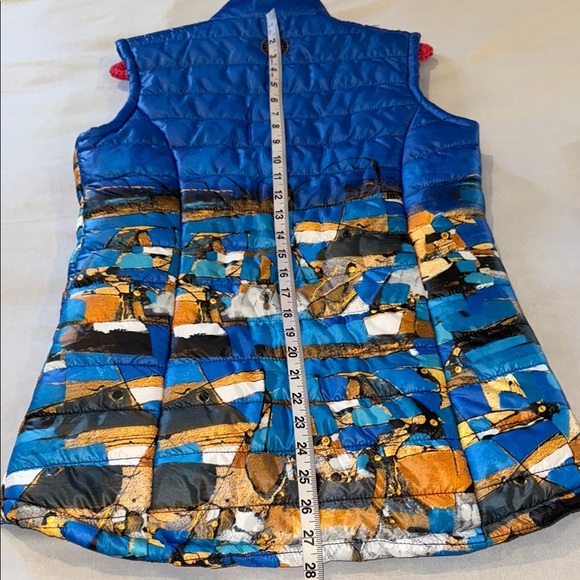 Dolcezza Simply Art Puffer Vest Gold and Blue Quilted for Layering - Picture 12 of 15